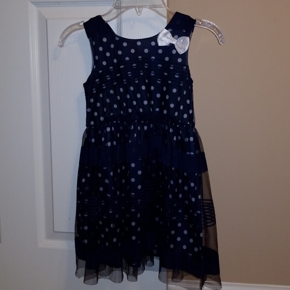 Navy and white Polk dots dress